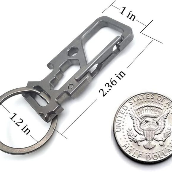 Heavy duty keychain Titanium carabiner clips Multifunctional keychain - Picture 9 of 11